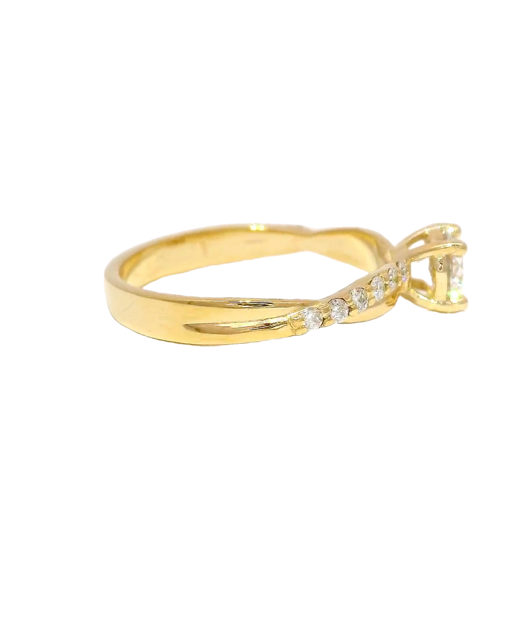 Anillo de compromiso entrelazado en oro amarillo 18k ley