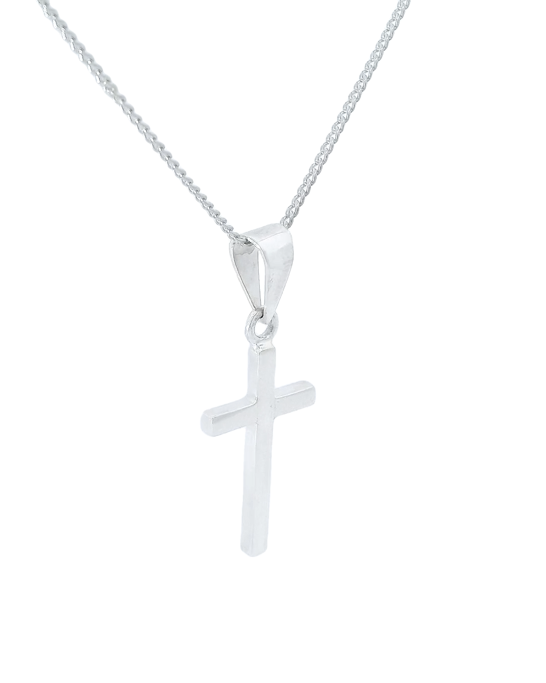 Collar de cruz con Plata elegante con cadena barbada