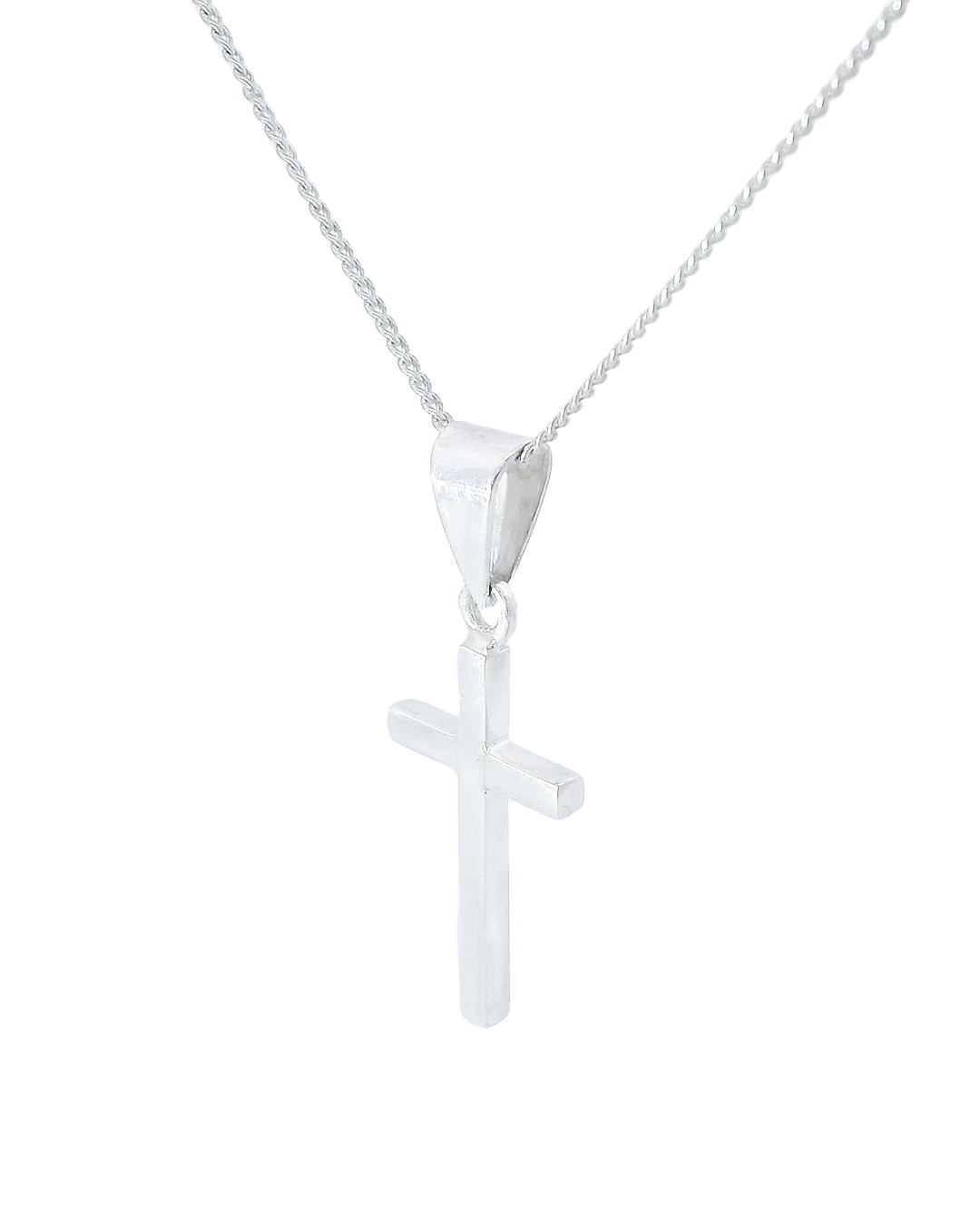 Collar de cruz con Plata elegante con cadena barbada