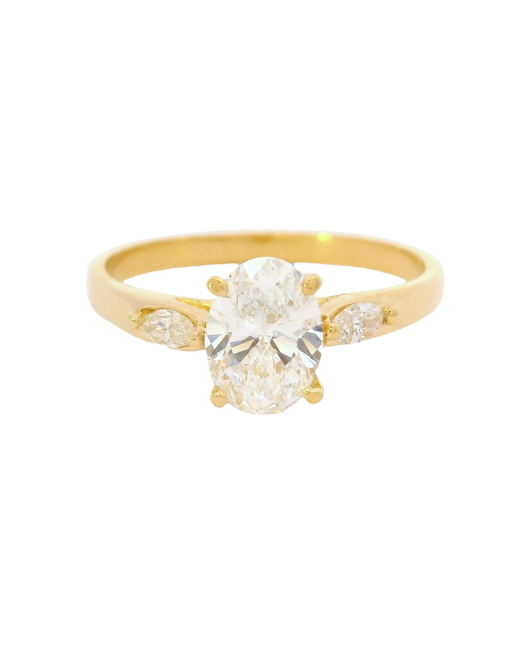 Anillo de compromiso en oro amarillo 18k (750) Oval ancho 2 mm