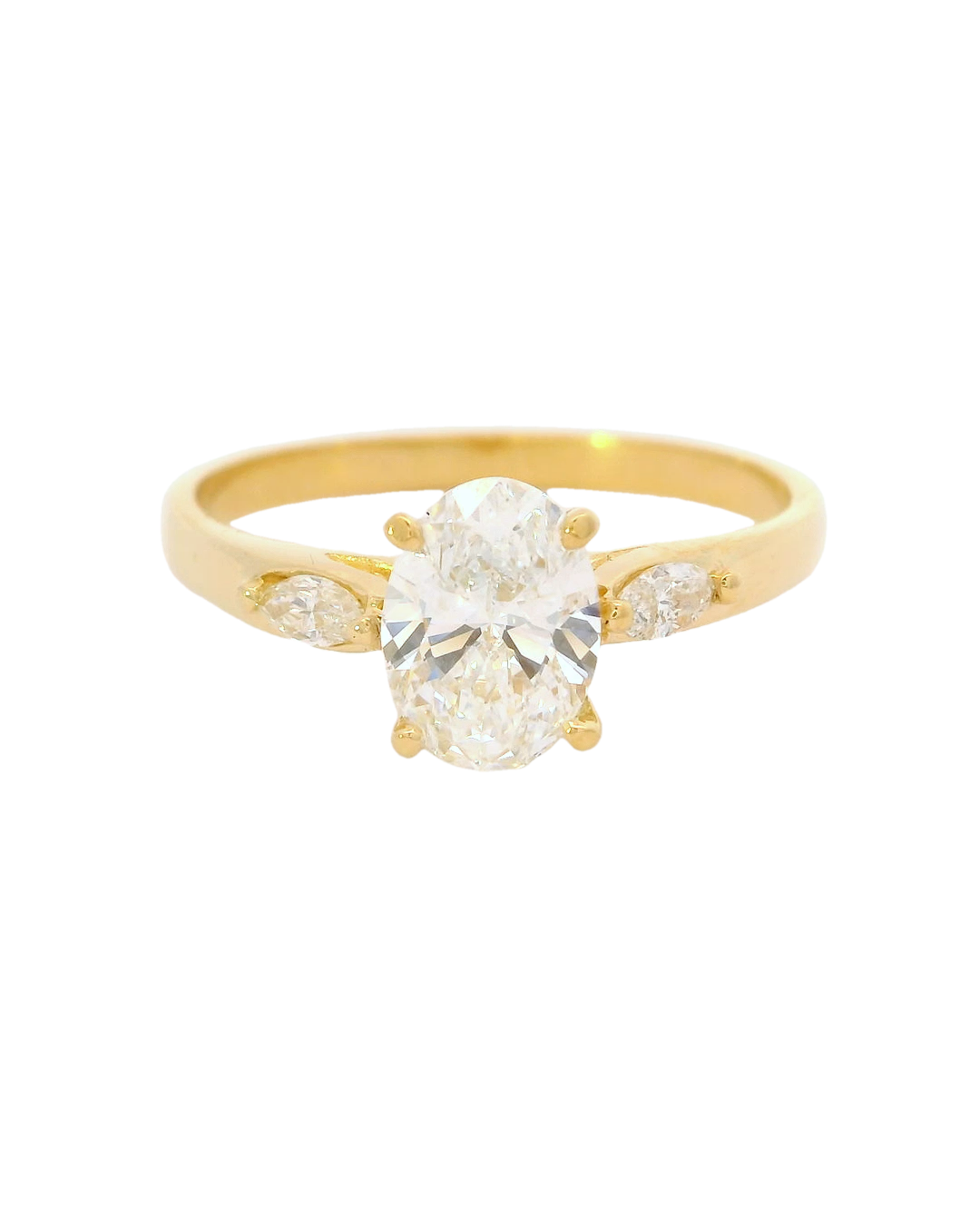 Anillo de compromiso en oro amarillo 18k (750) Oval ancho 2 mm