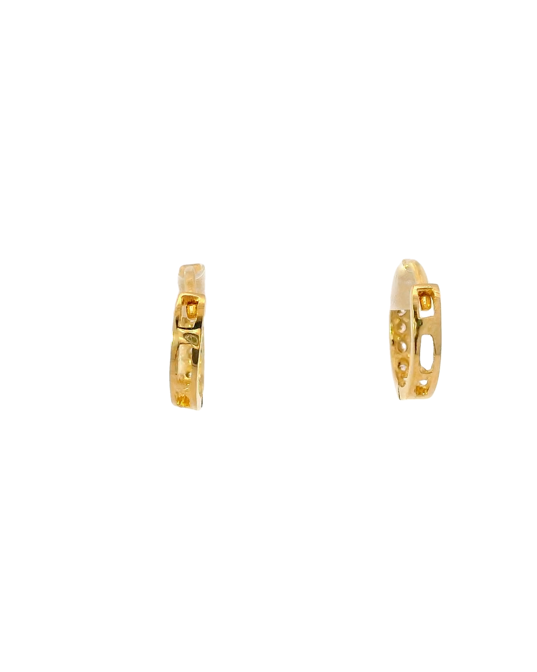 Argollas de oro amarillo 18k ley tipo huggies 1,1 cm