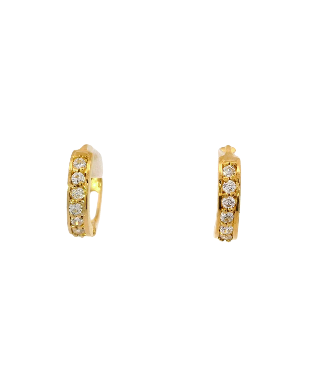 Argollas de oro amarillo 8k tipo huggies 1,2 cm bicel mixto