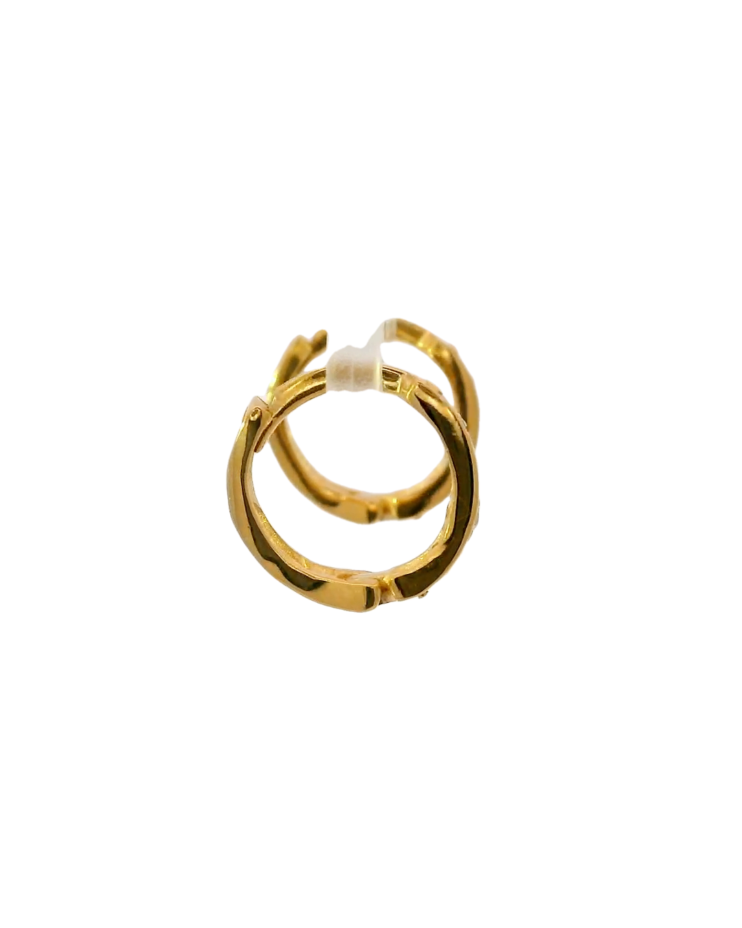 Argollas de oro amarillo 8k tipo huggies 1,2 cm bicel mixto