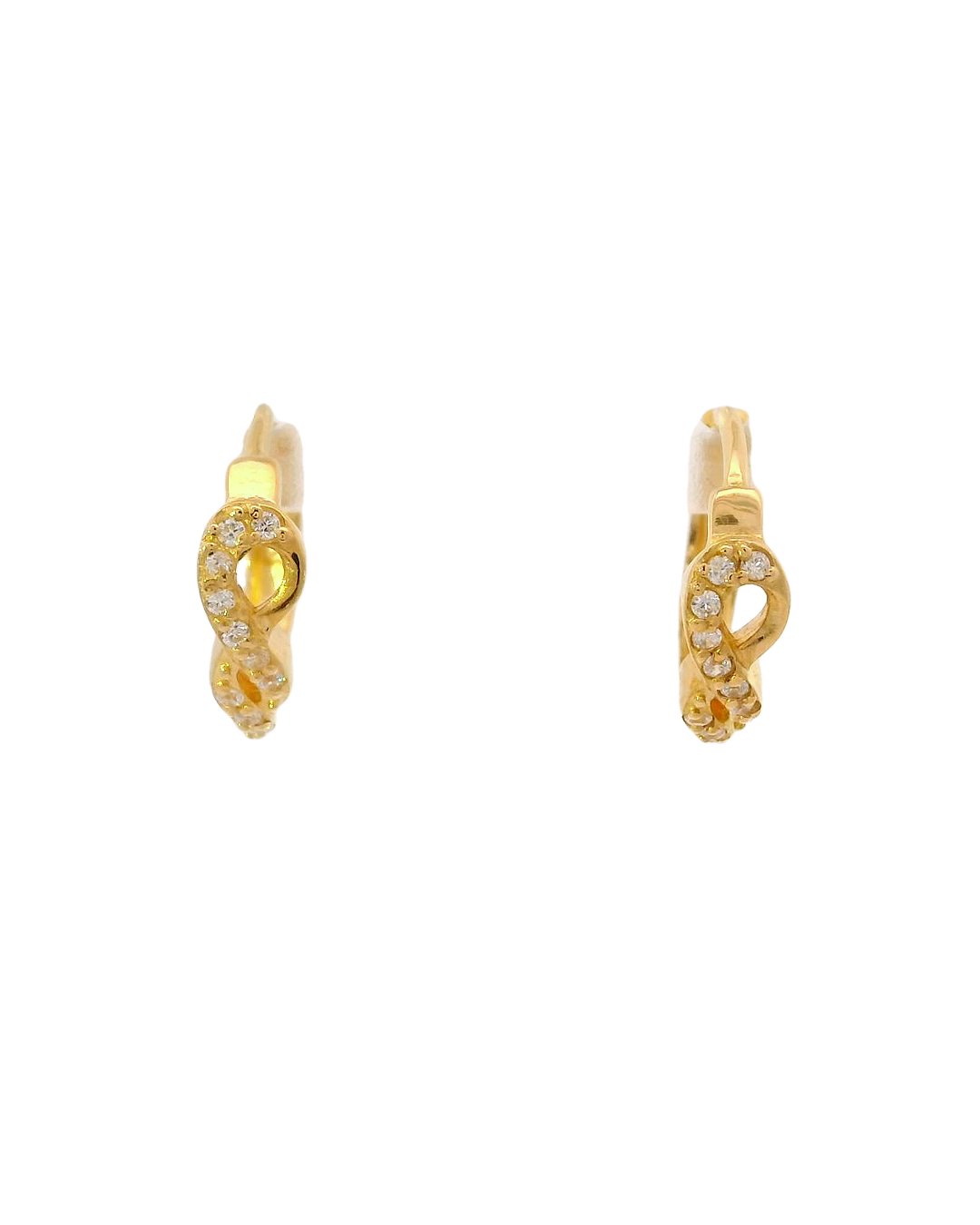 Argollas infinito de oro amarillo 18k ley tipo Huggies 1,25 mm