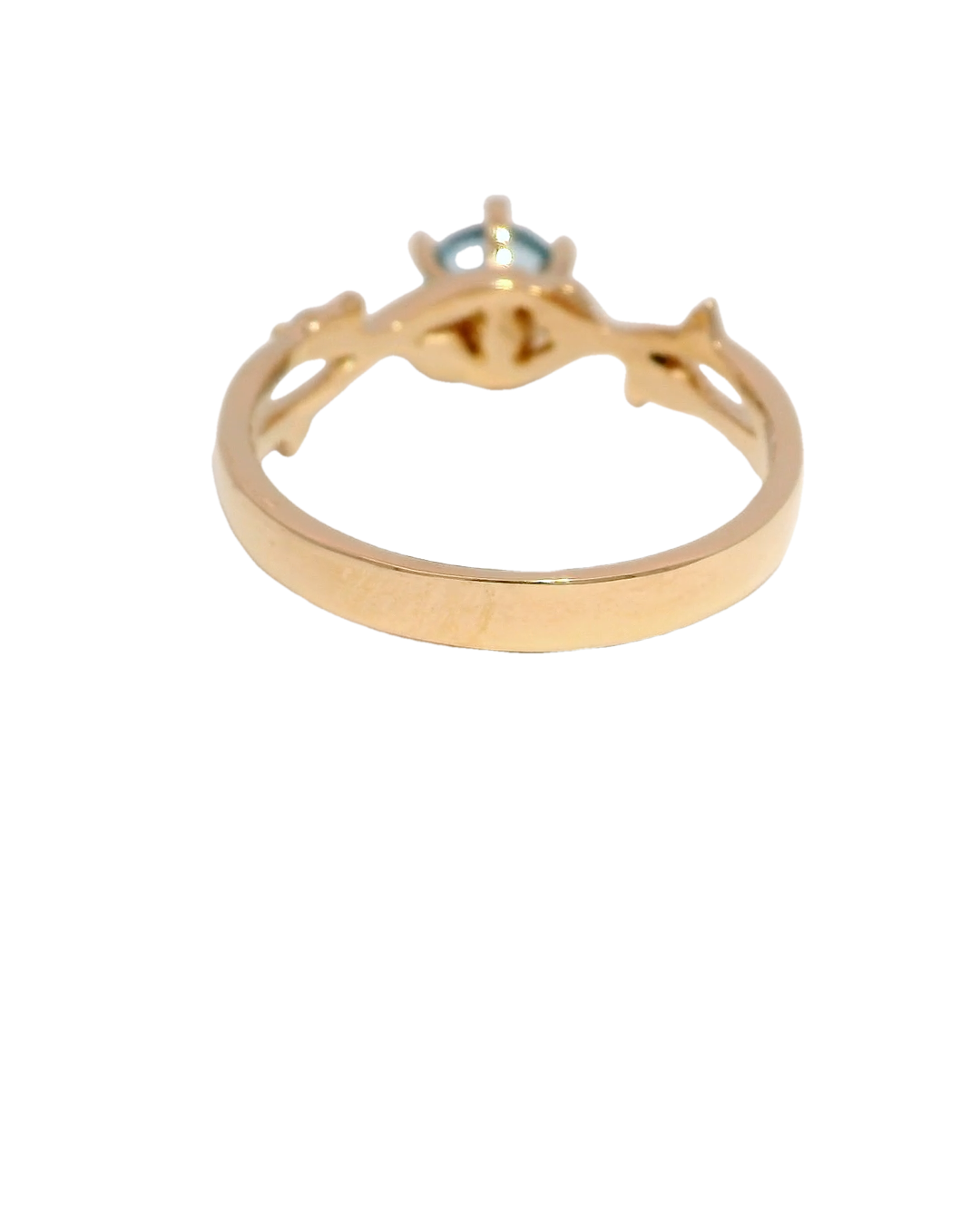 Anillo de oro rosa 18k ley con piedra agua marina