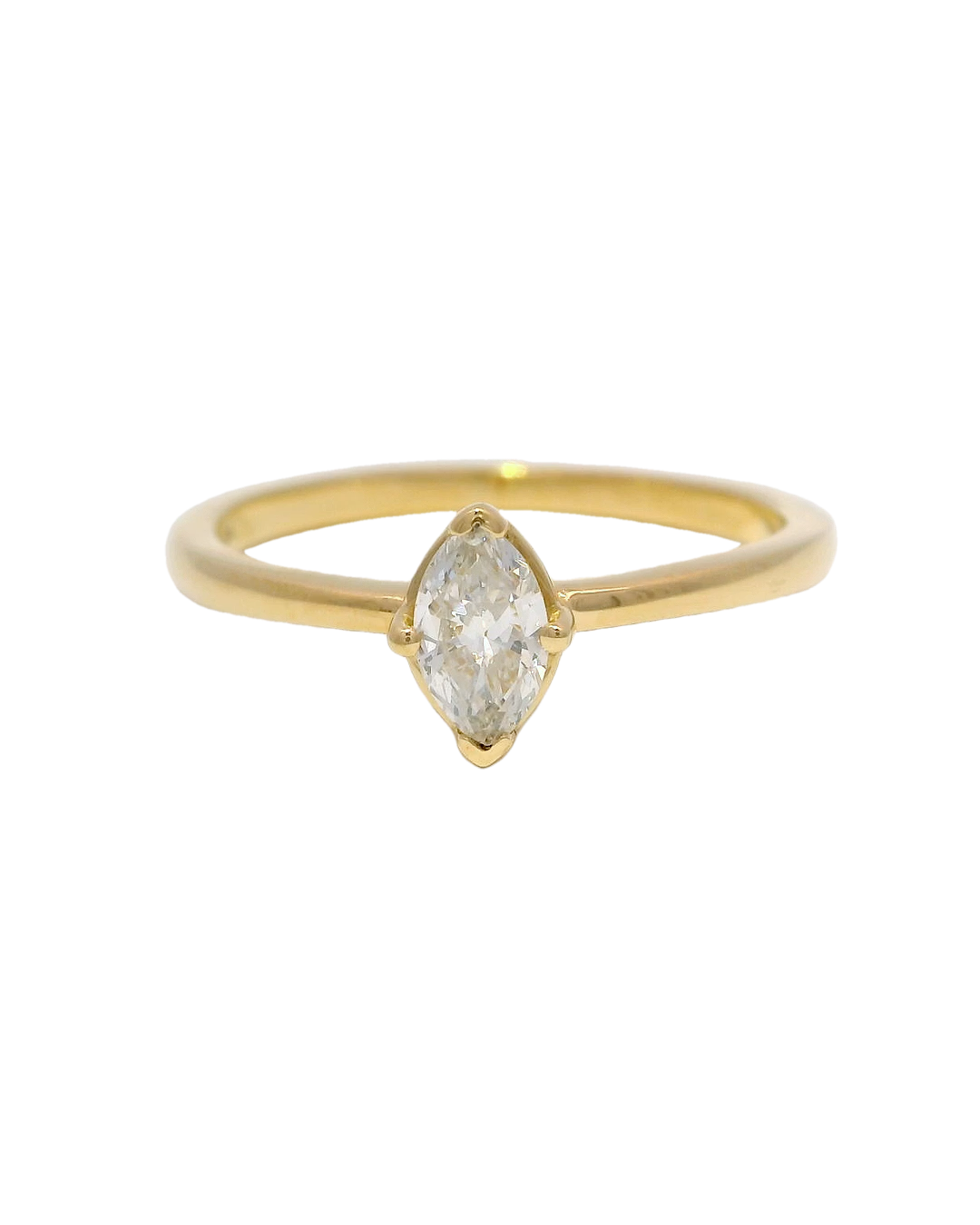 Anillo de compromiso amarillo 18k ley con marquesa