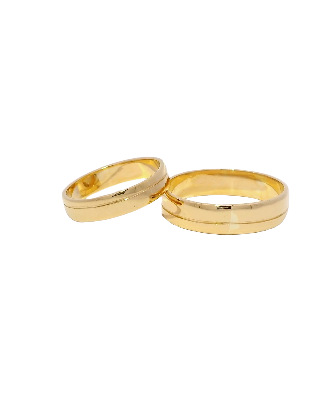 Anillos de boda lisos 18k con linea 3/4 mm