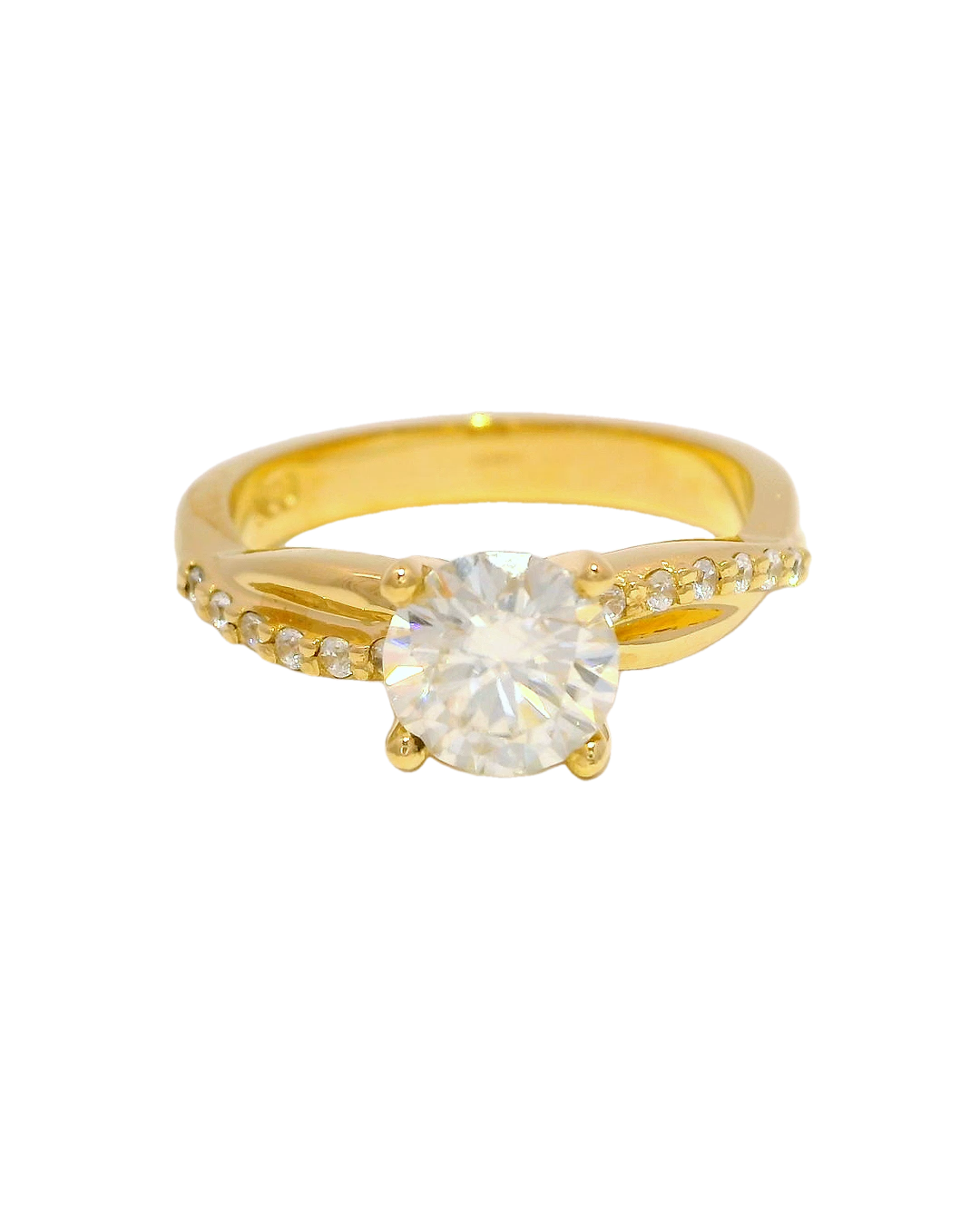 Anillo de compromiso en oro amarillo 18k ley entrelazado
