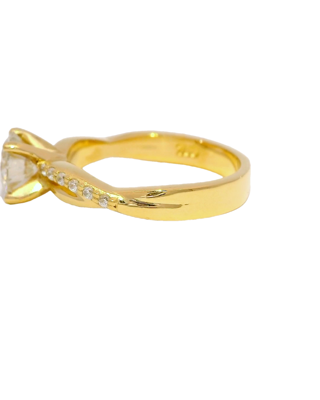 Anillo de compromiso en oro amarillo 18k ley entrelazado