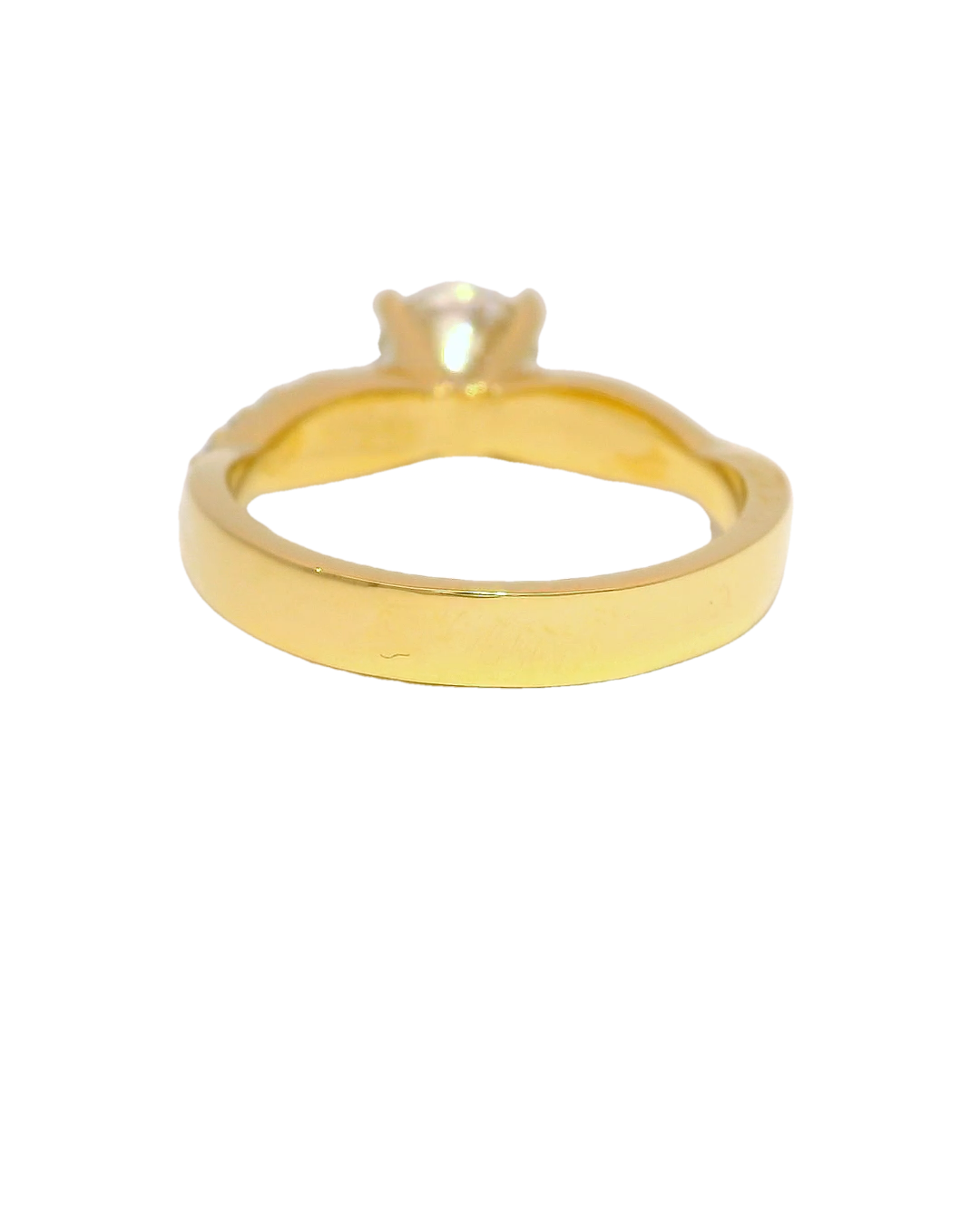 Anillo de compromiso en oro amarillo 18k ley entrelazado