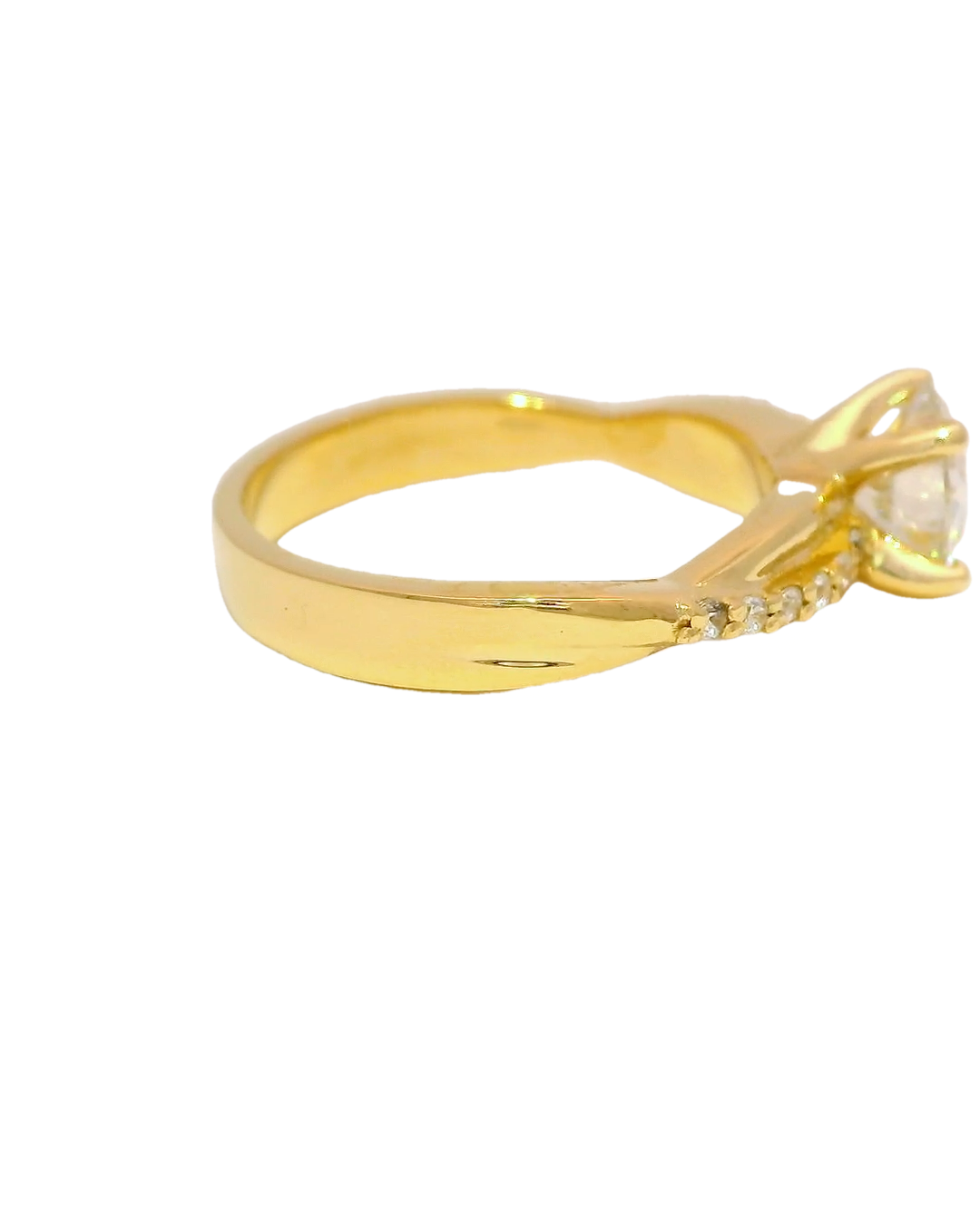 Anillo de compromiso en oro amarillo 18k ley entrelazado