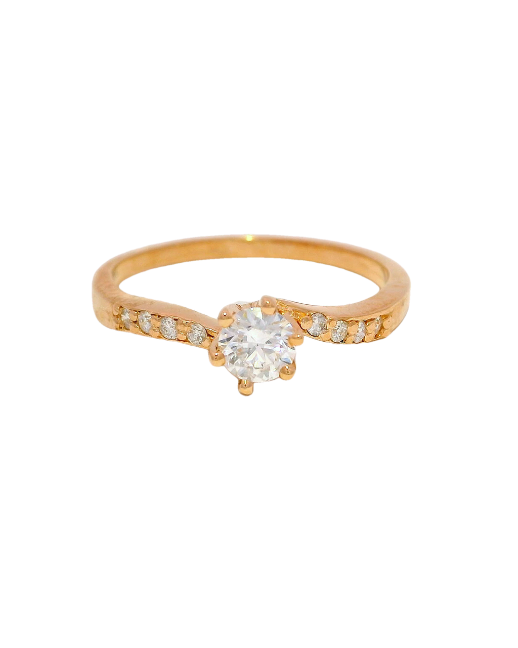 Anillo de compromiso en oro rosa 18k ley con diamantes
