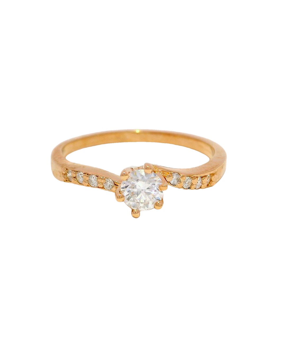 Anillo de compromiso en oro rosa 18k ley con diamantes