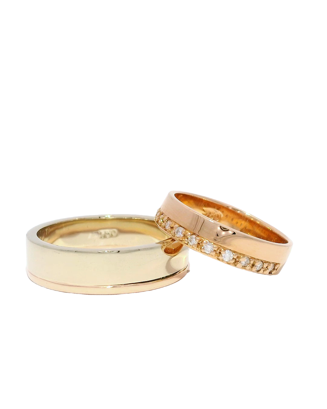 Bandas de matrimonio en oro blanco y rosa 18k