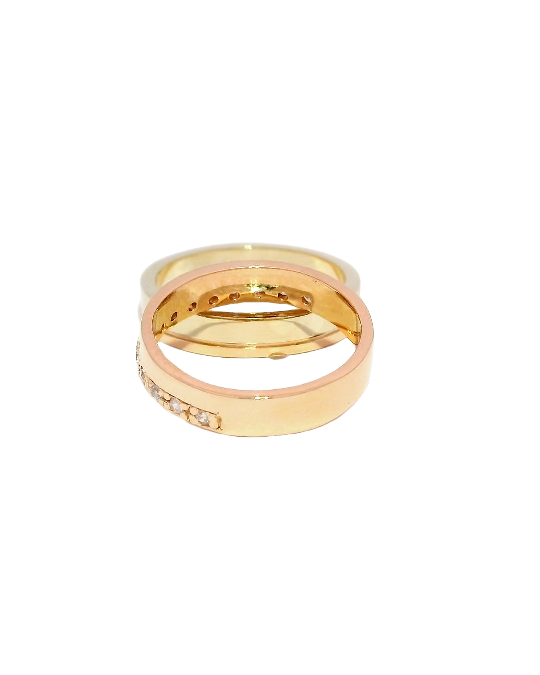 Anillos de oro blanco y rosa 18k con zirconia