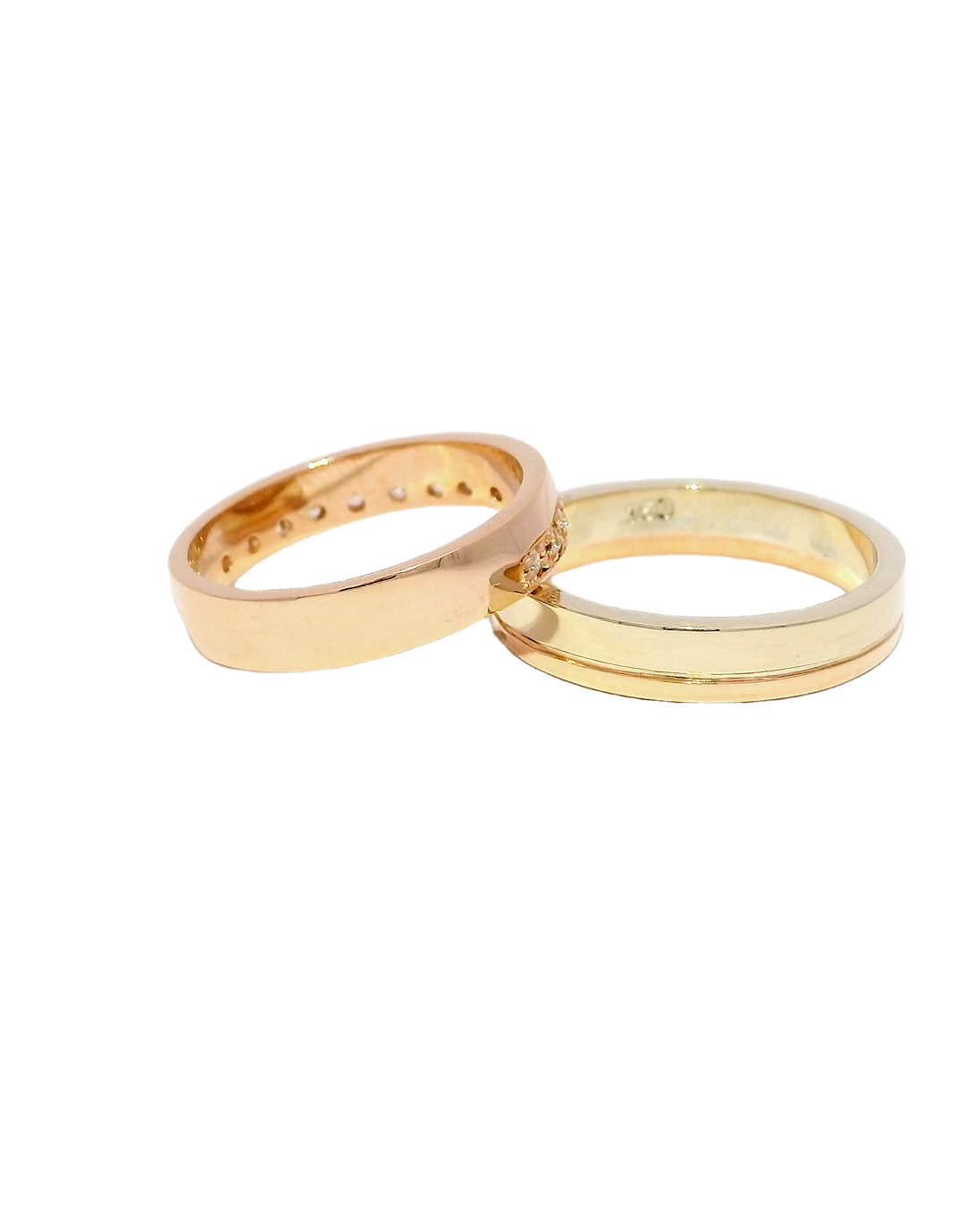 Anillos de oro blanco y rosa 18k con zirconia