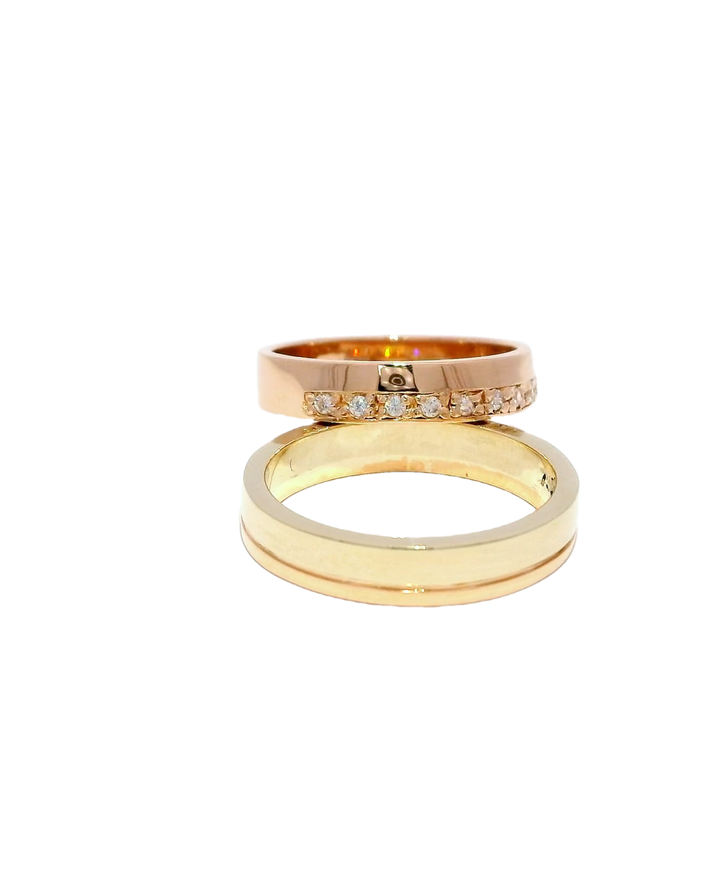 Anillos de oro blanco y rosa 18k con zirconia