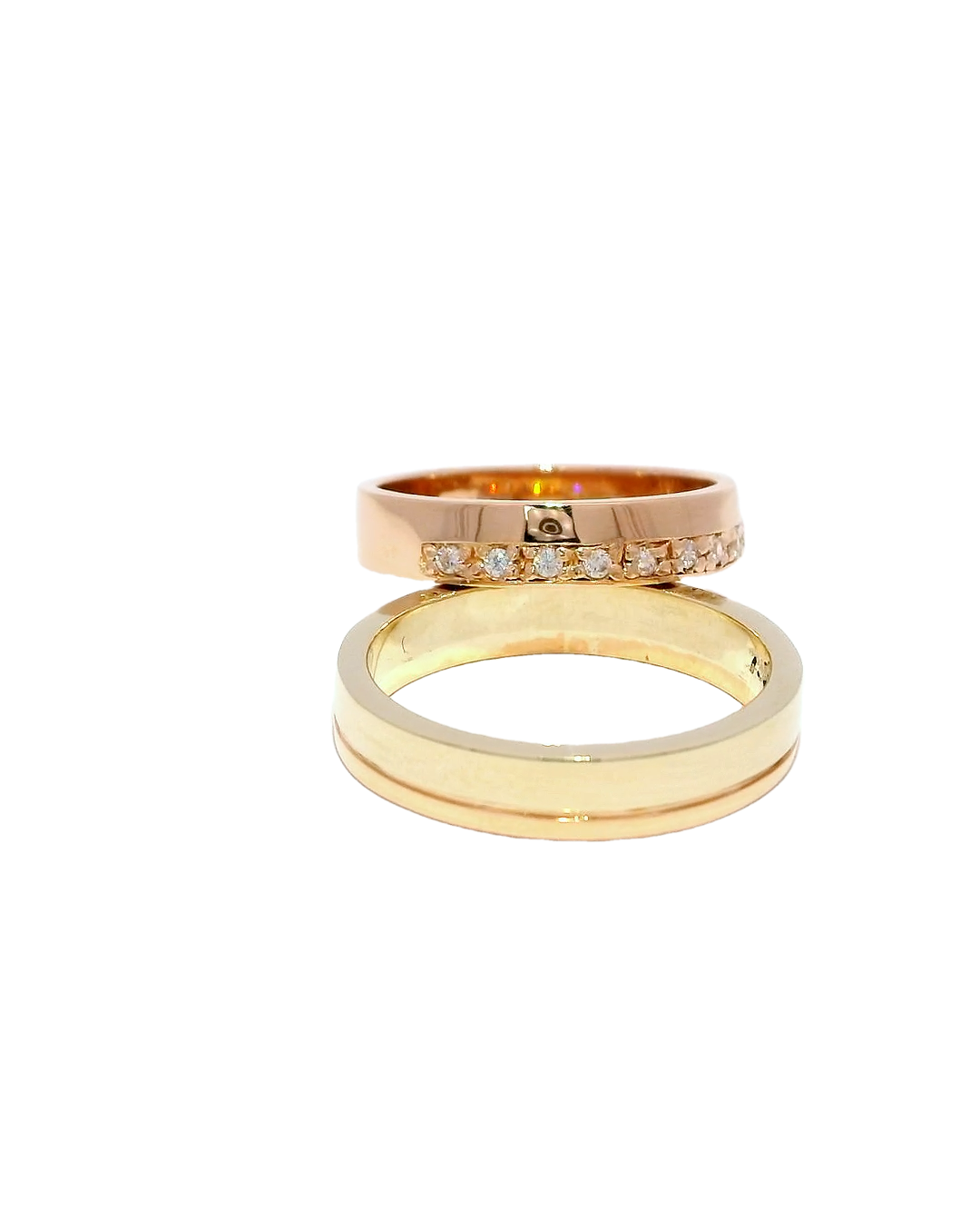 Anillos de oro blanco y rosa 18k con zirconia
