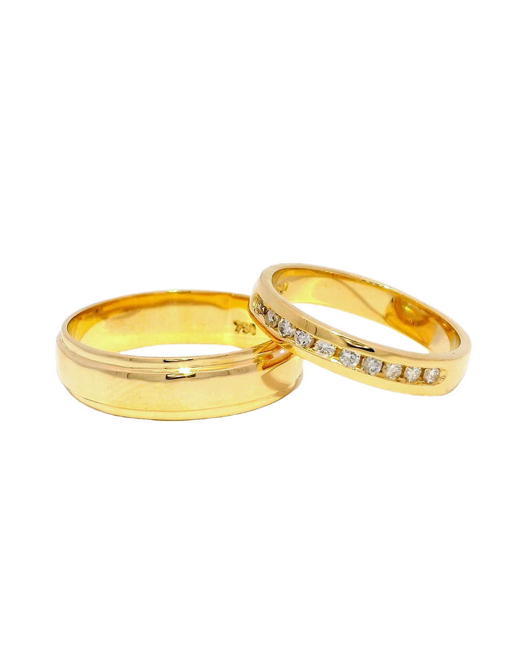 Anillos de boda oro 18k con bicel y grada