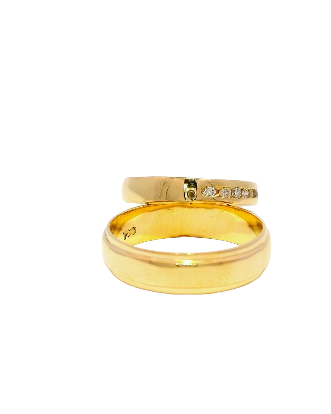 Anillos de boda oro 18k con bicel y grada
