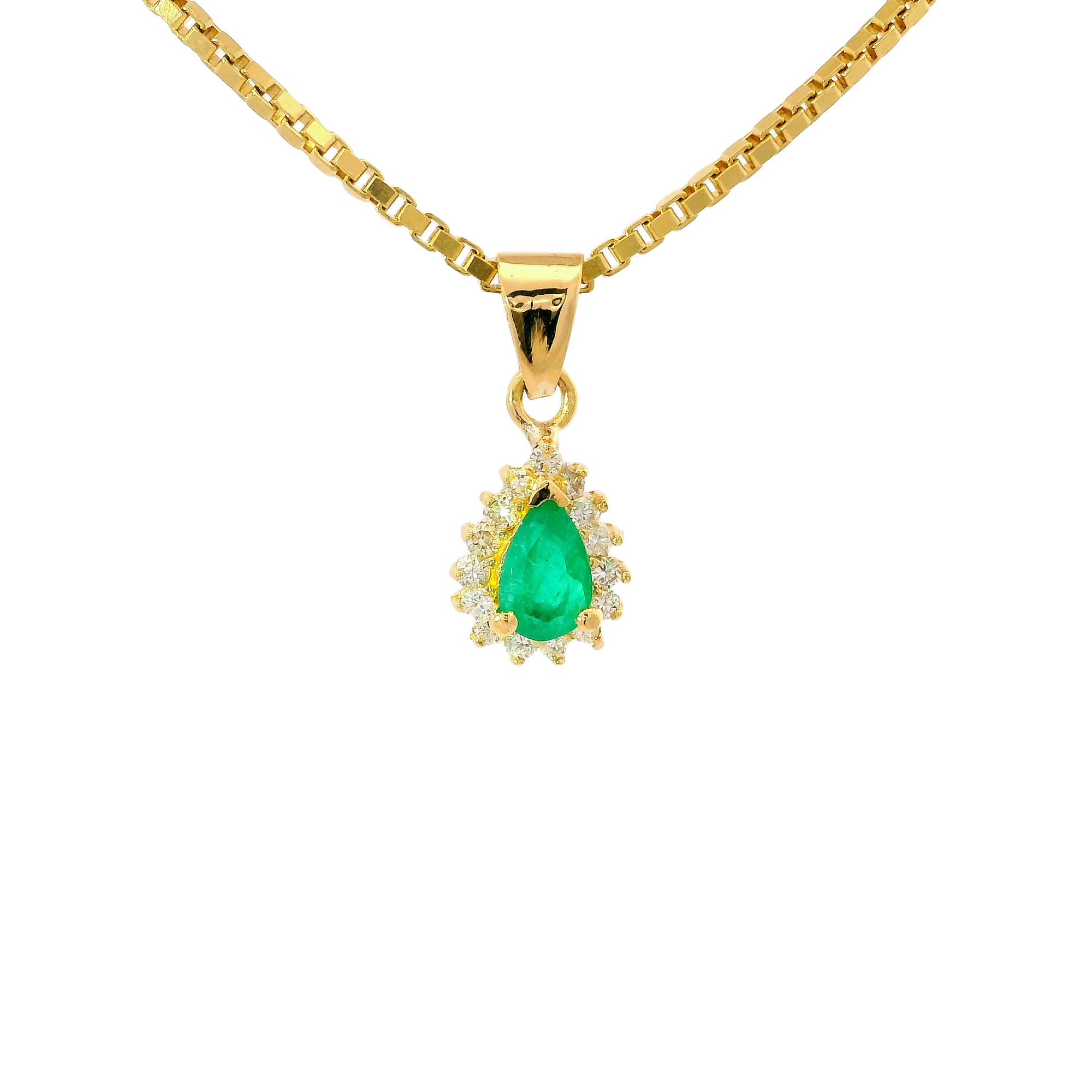 Elegante colgante de esmeralda en oro 18k ley