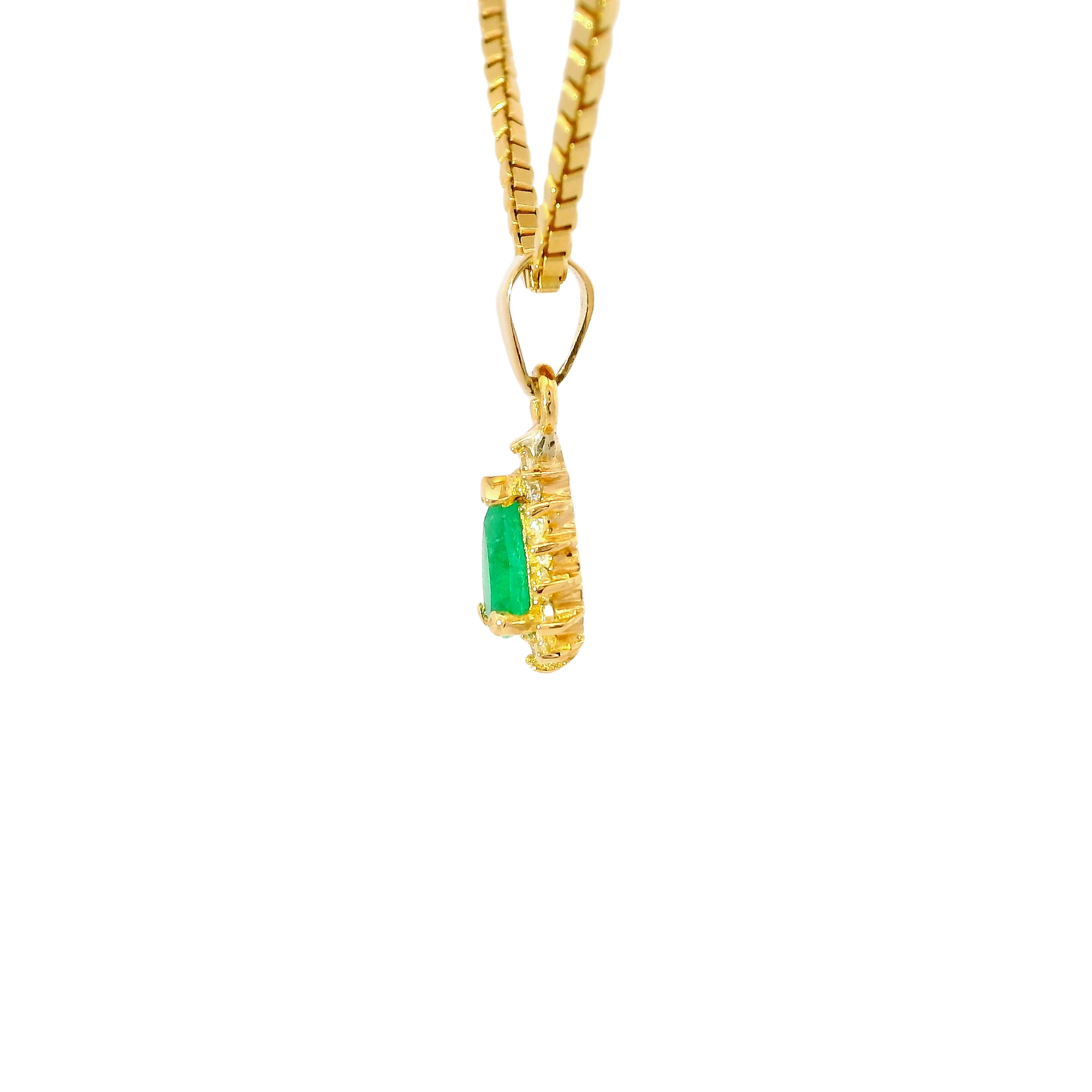 Elegante colgante de esmeralda en oro 18k ley