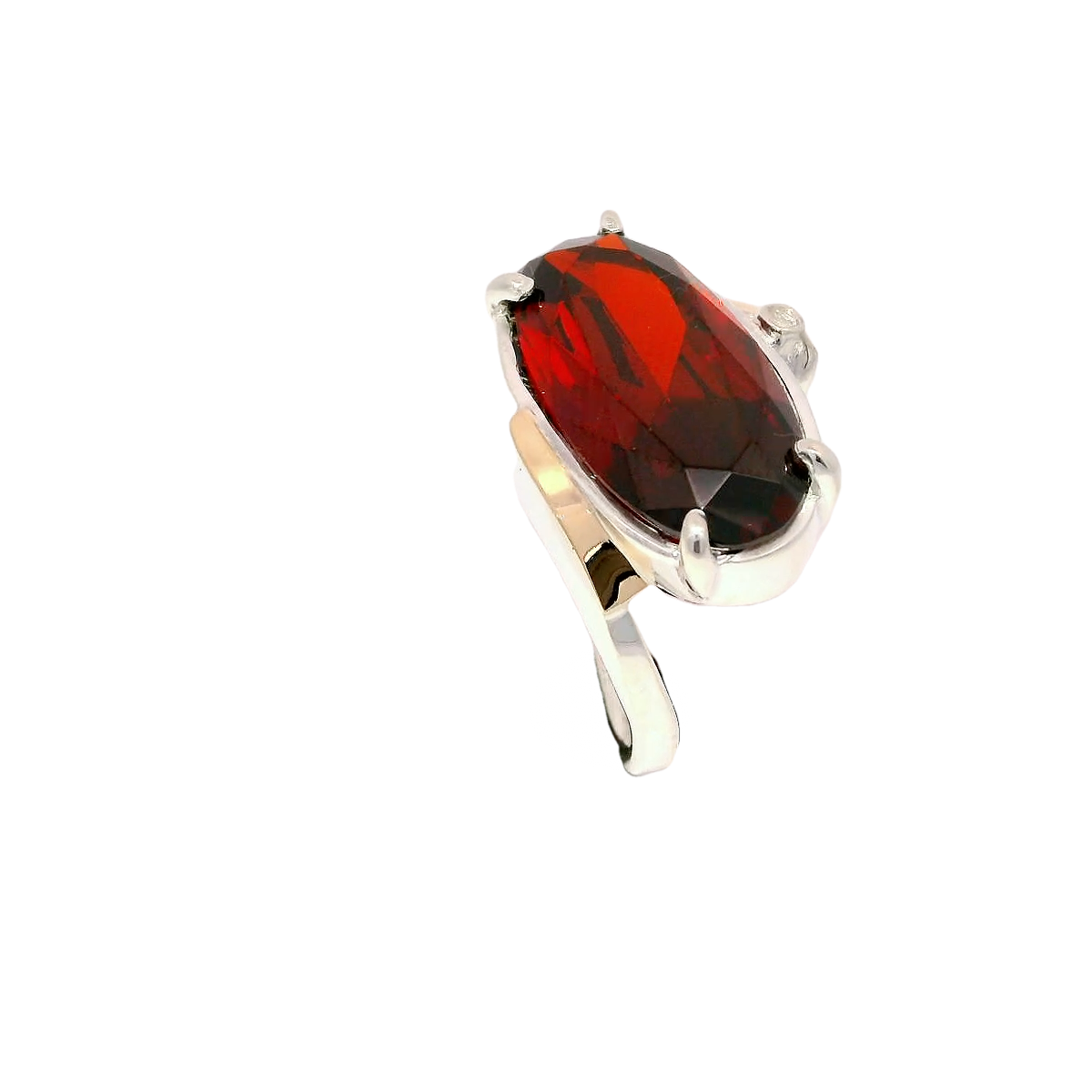 Anillo de zircón granate en plata con oro