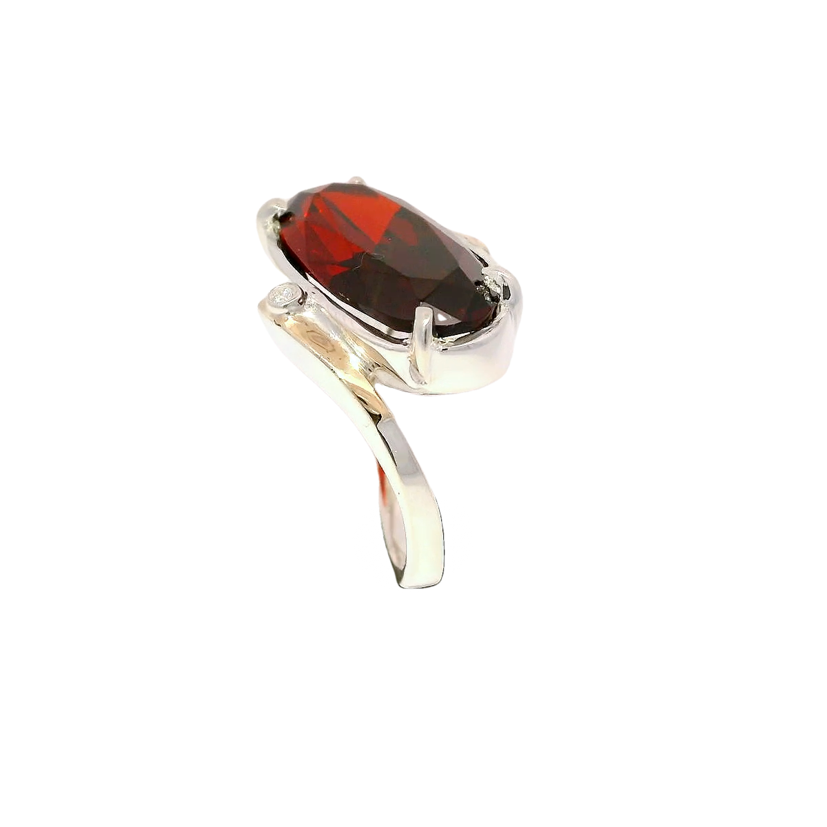 Anillo de zircón granate en plata con oro