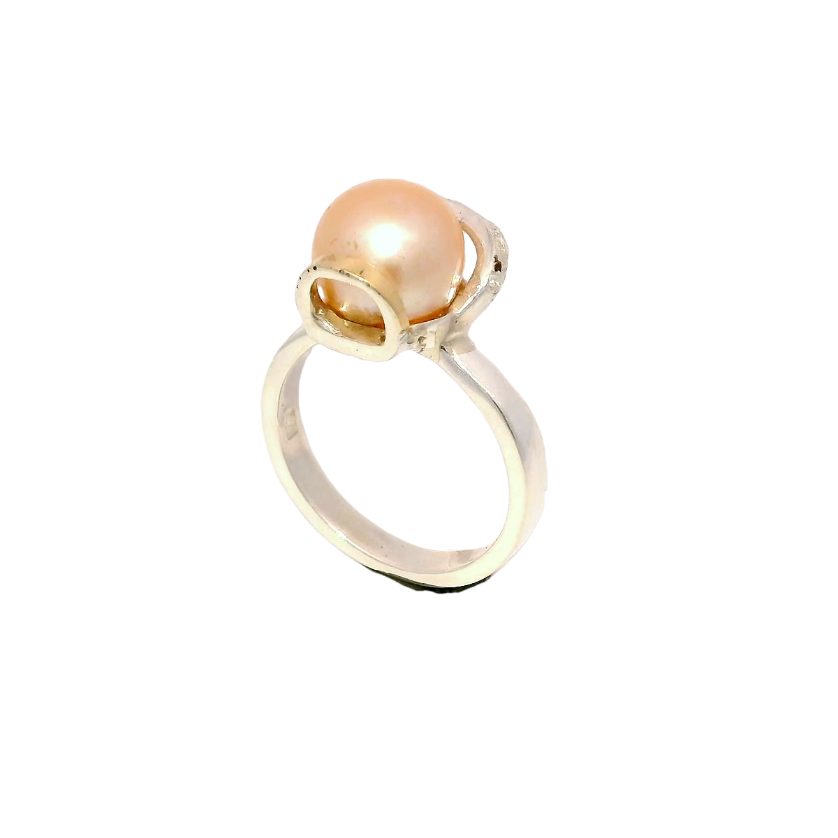Anillo de perla elegante en plata con oro