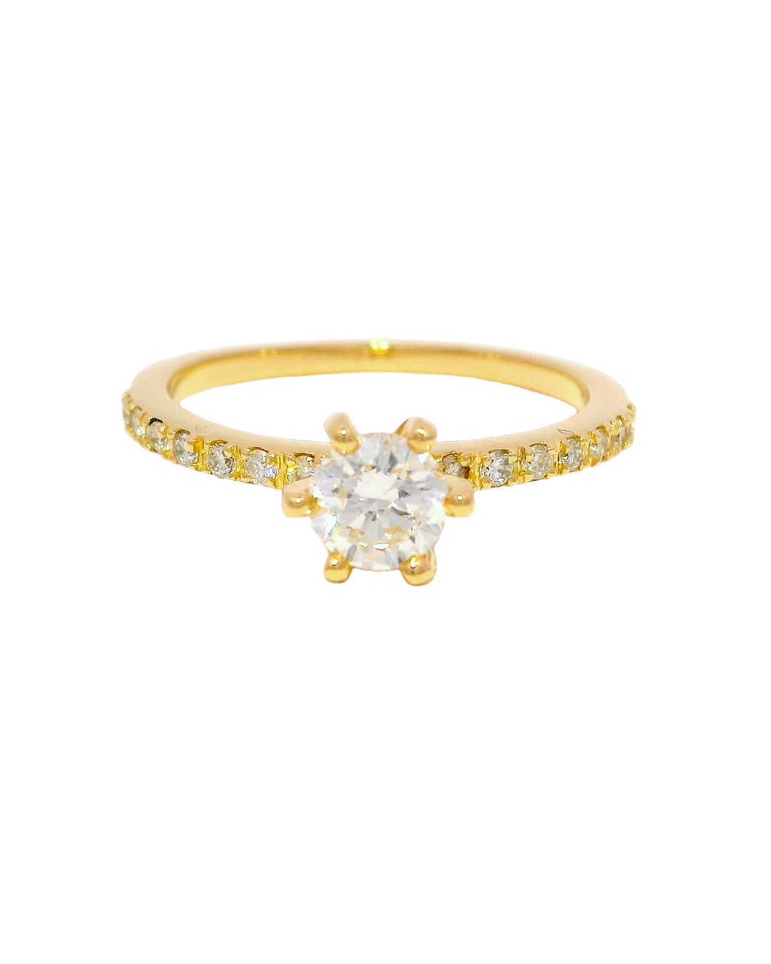 Anillo de compromiso en oro amarillo 18k ley con diamantes