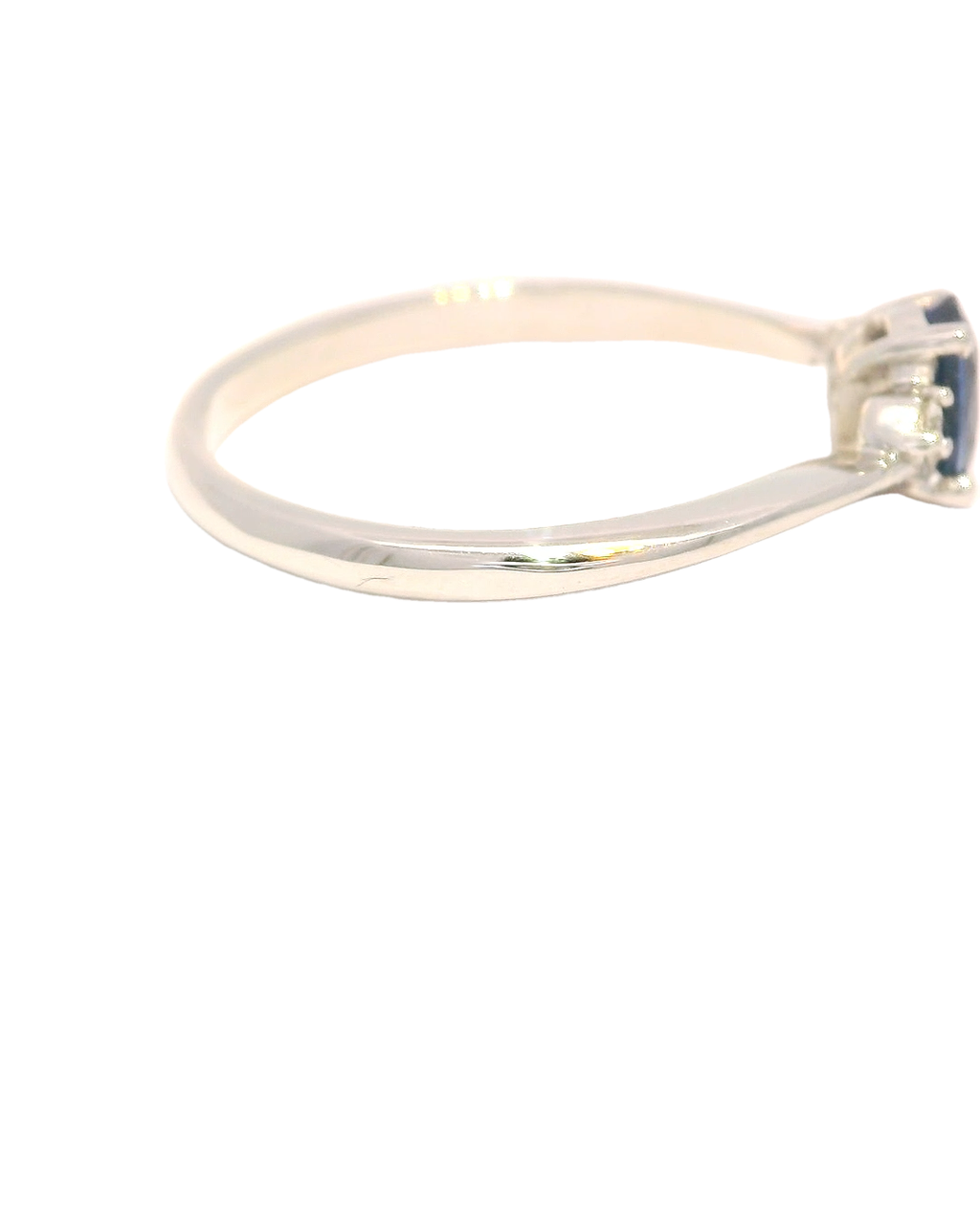 Anillo de zafiro oval oro blanco 18k 1,3 mm