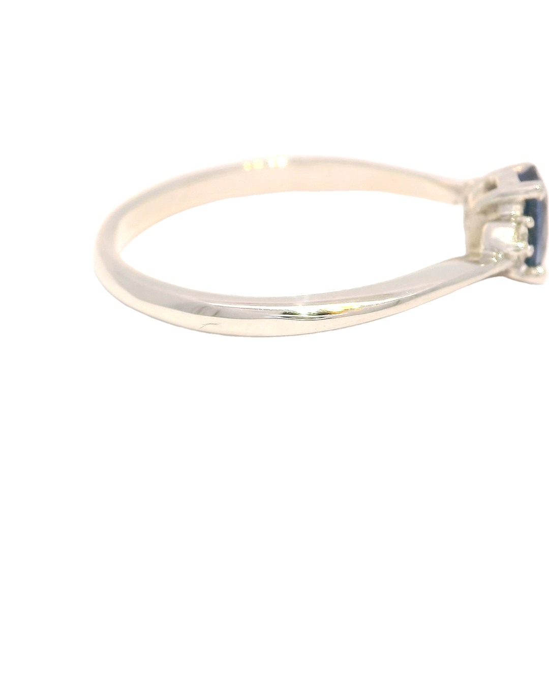 Anillo de zafiro oval oro blanco 18k 1,3 mm