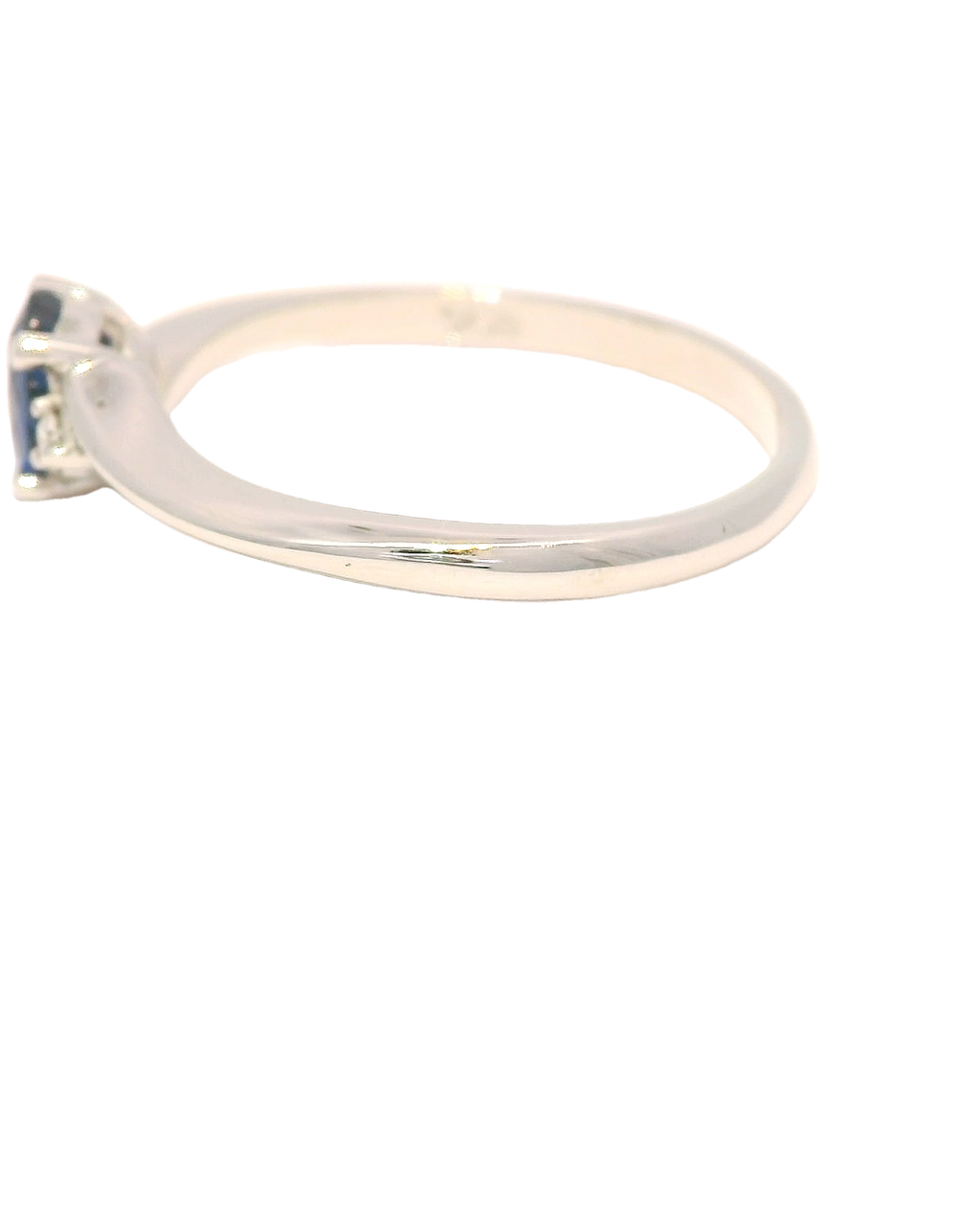 Anillo de zafiro oval oro blanco 18k 1,3 mm