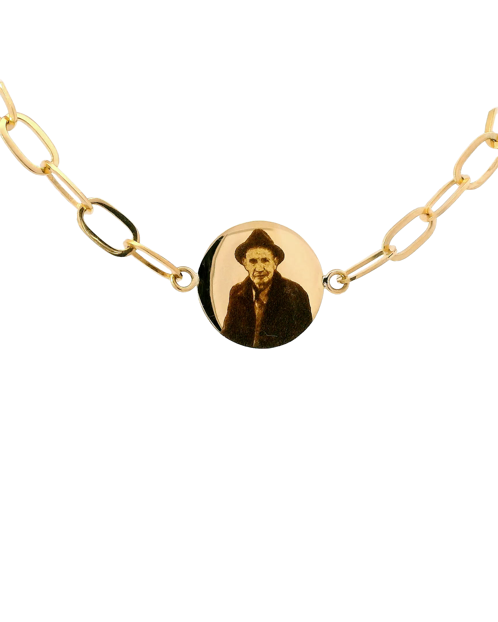 Pulsera con retrato vintage en oro amarillo 18k ley
