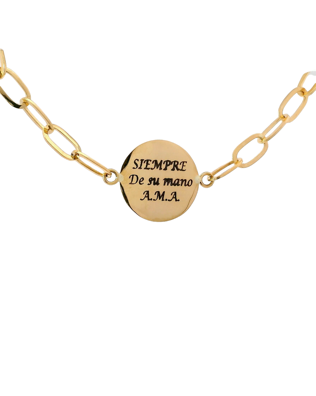 Pulsera con retrato vintage en oro amarillo 18k ley