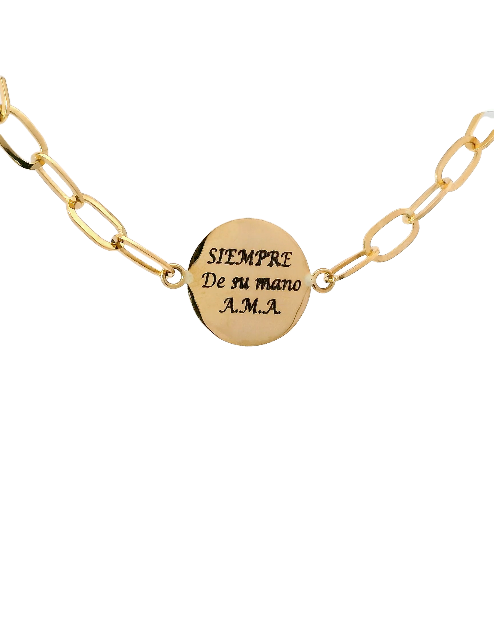 Pulsera con retrato vintage en oro amarillo 18k ley
