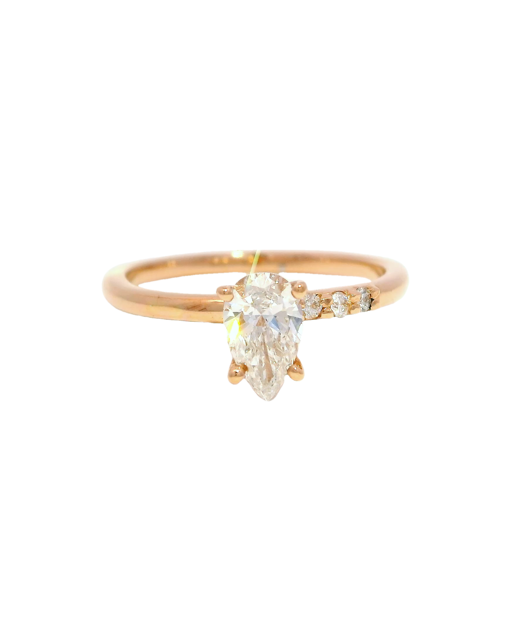 Solitario Oro Rosa 18k ley con diamante diamante gota