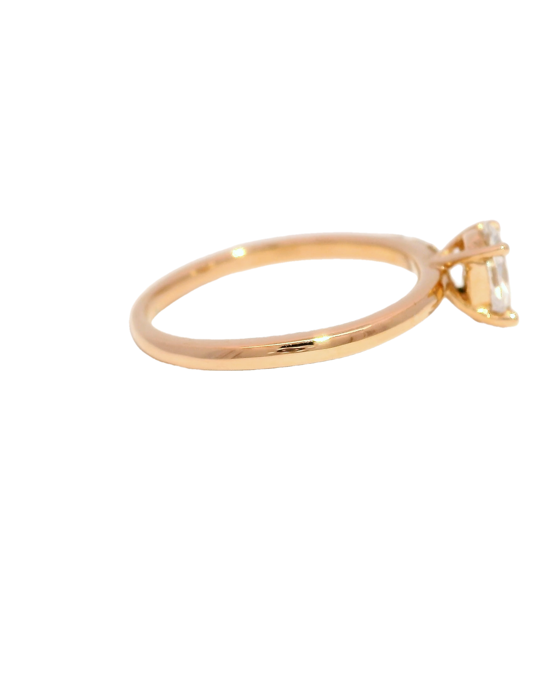 Solitario Oro Rosa 18k ley con diamante diamante gota