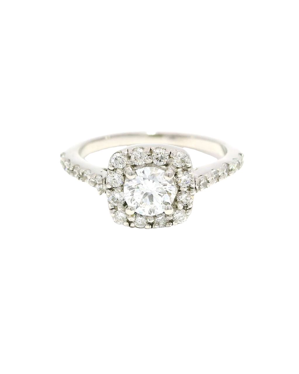 Anillo de compromiso de oro blanco 18k ley con halo