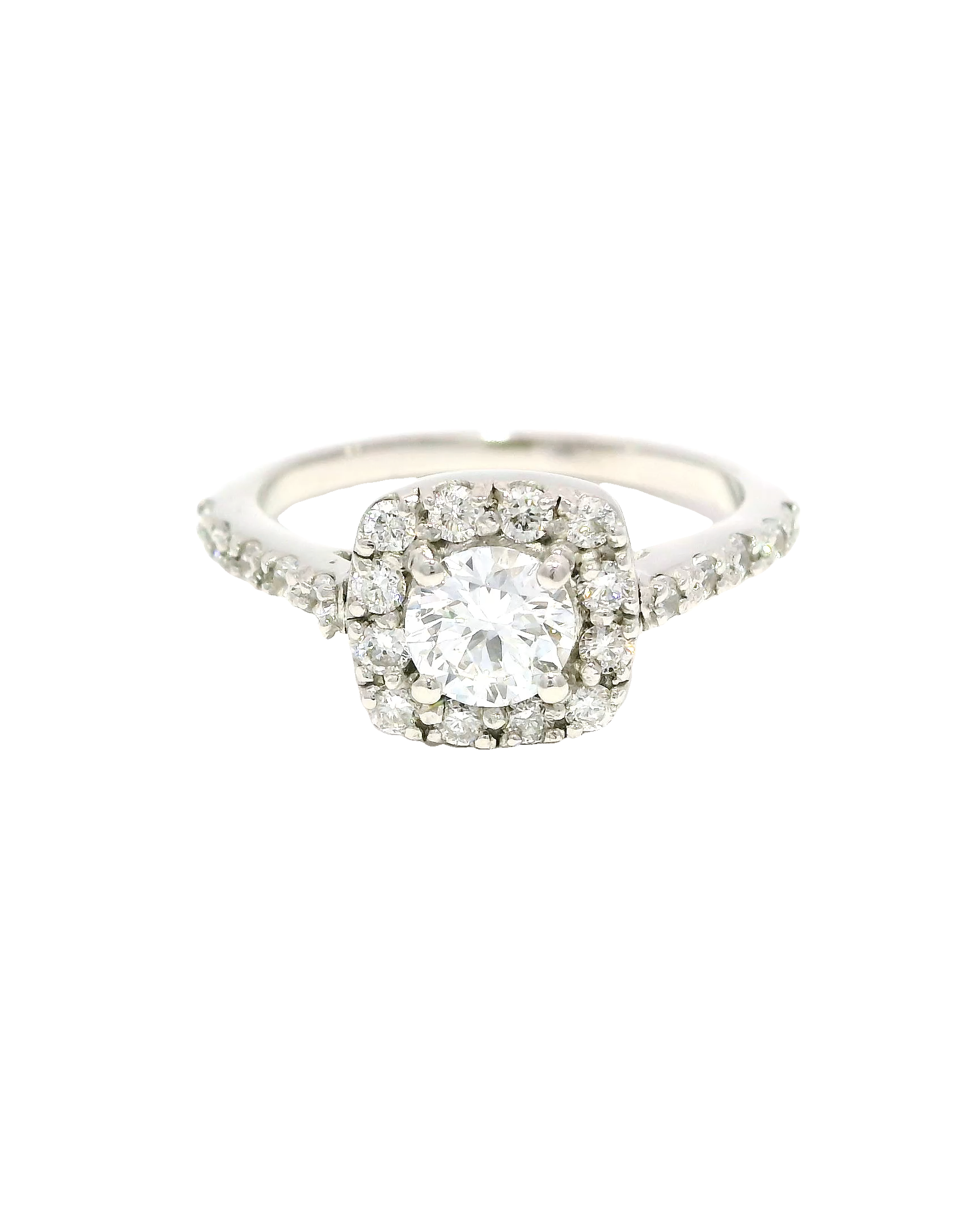 Anillo de compromiso de oro blanco 18k ley con halo