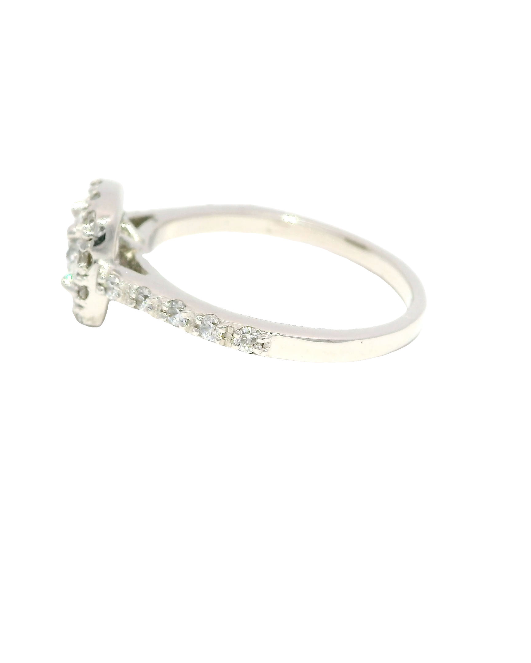 Anillo de compromiso de oro blanco 18k ley con halo