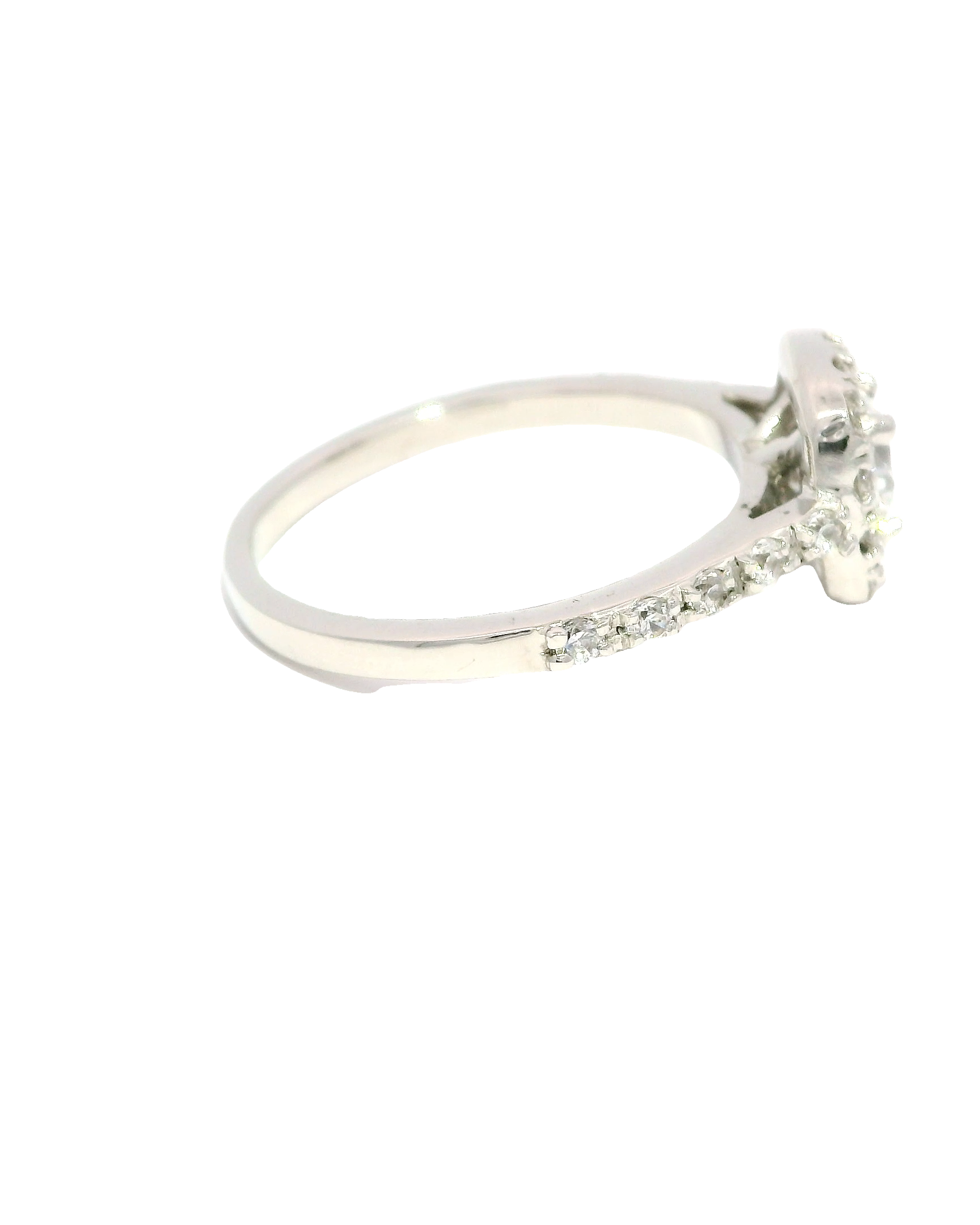 Anillo de compromiso de oro blanco 18k ley con halo