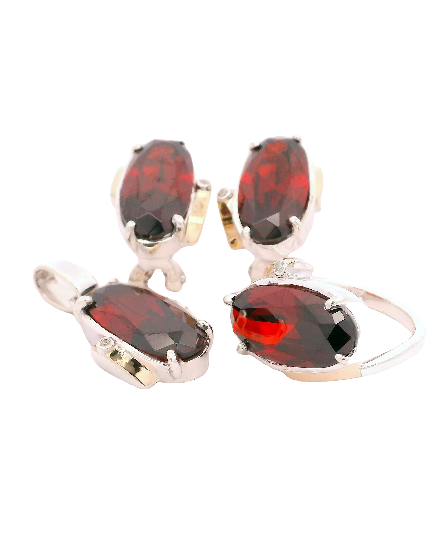 Conjunto de joyas con zircones granates