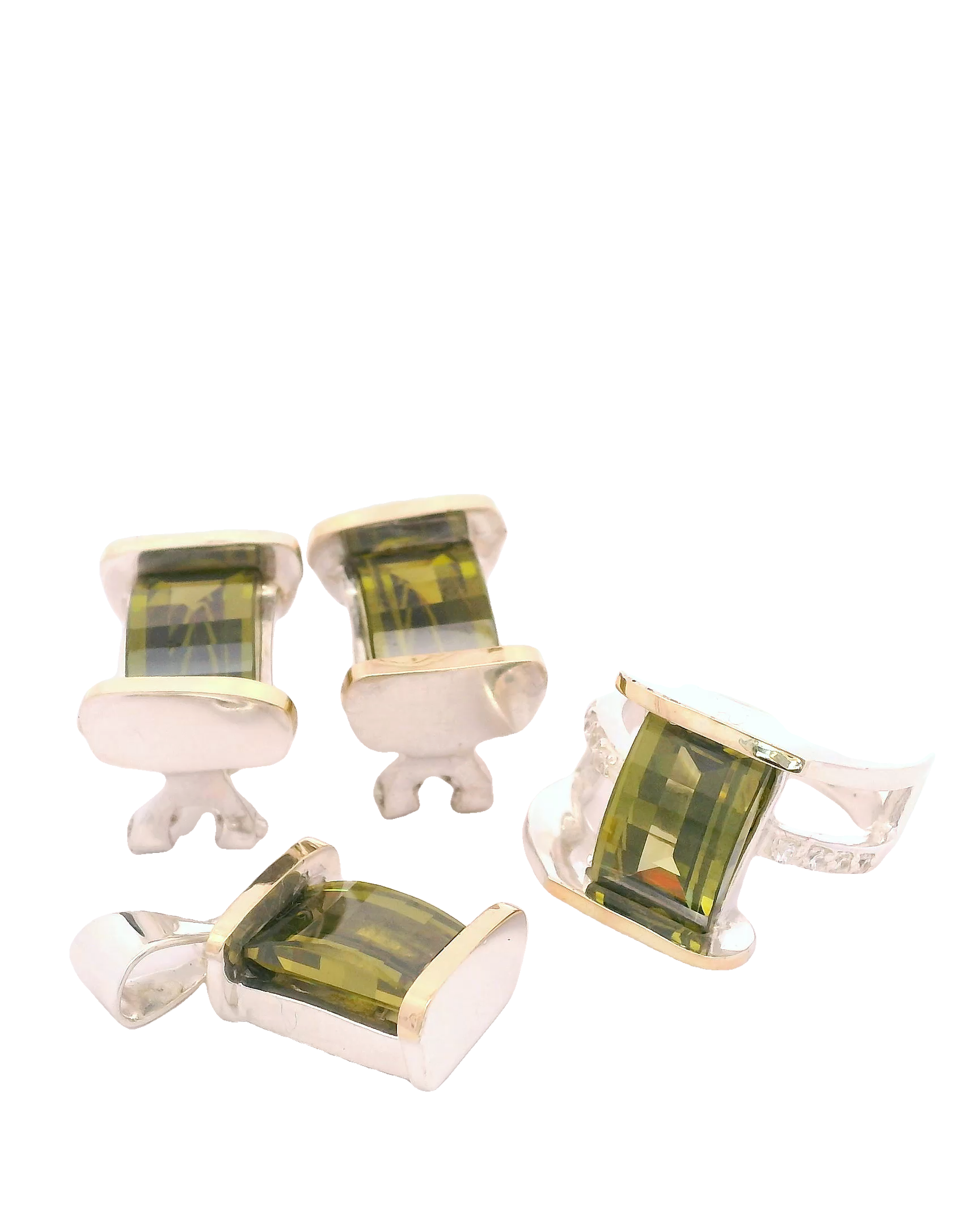 Conjunto de joyas con zircón verde olivo