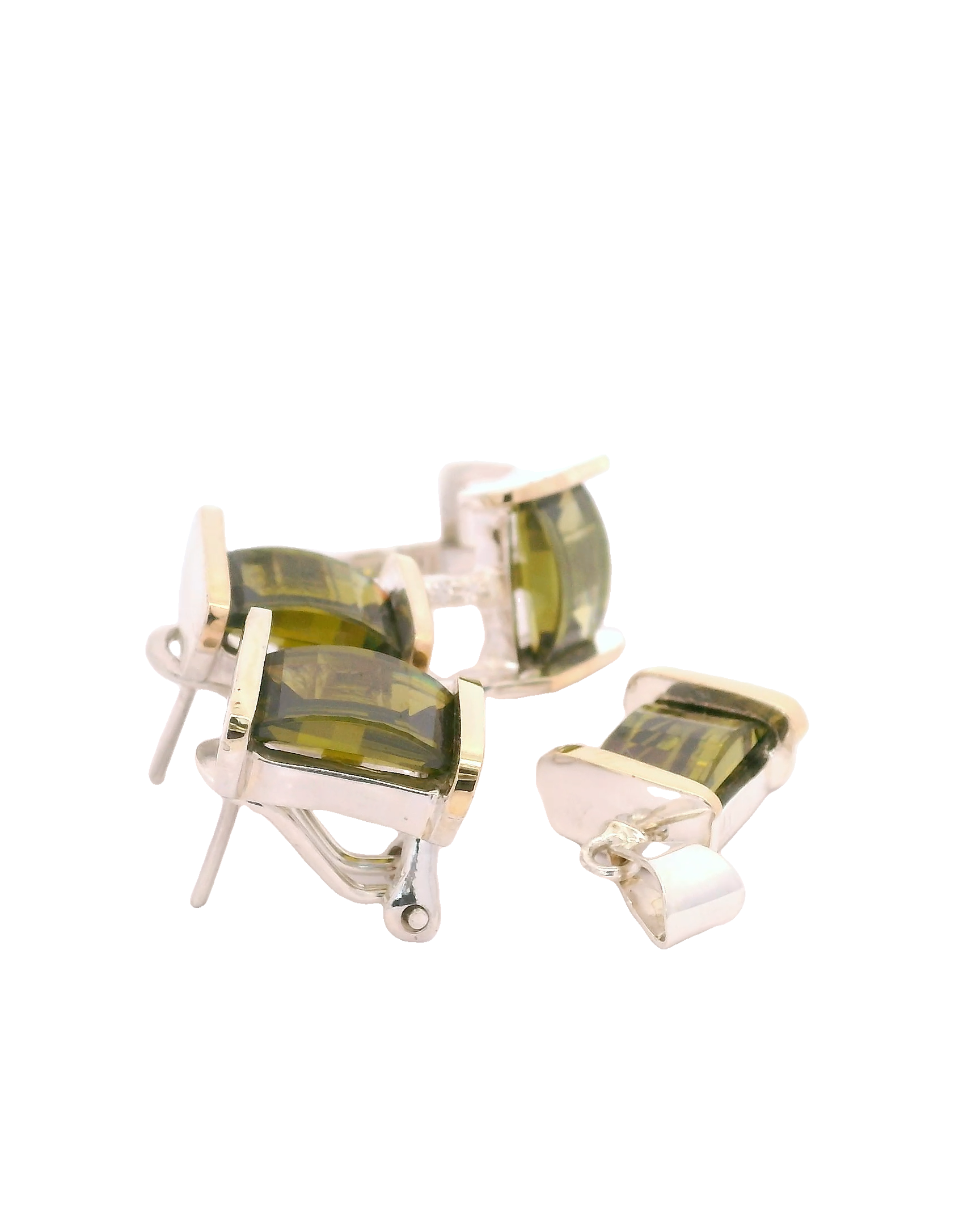 Conjunto de joyas con zircón verde olivo
