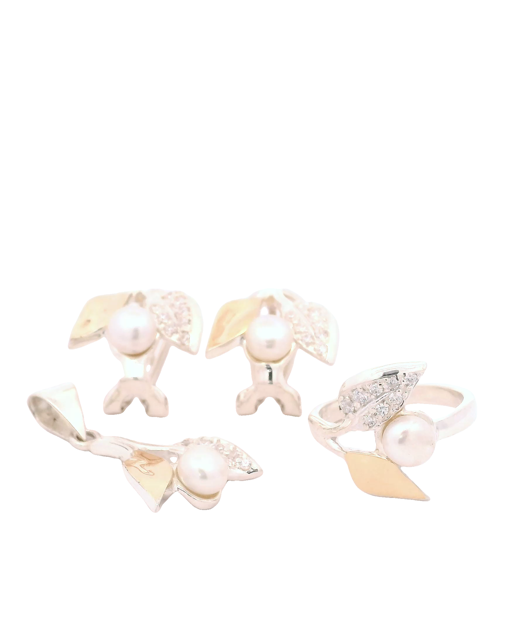 Conjunto de joyería elegante con perla blanca