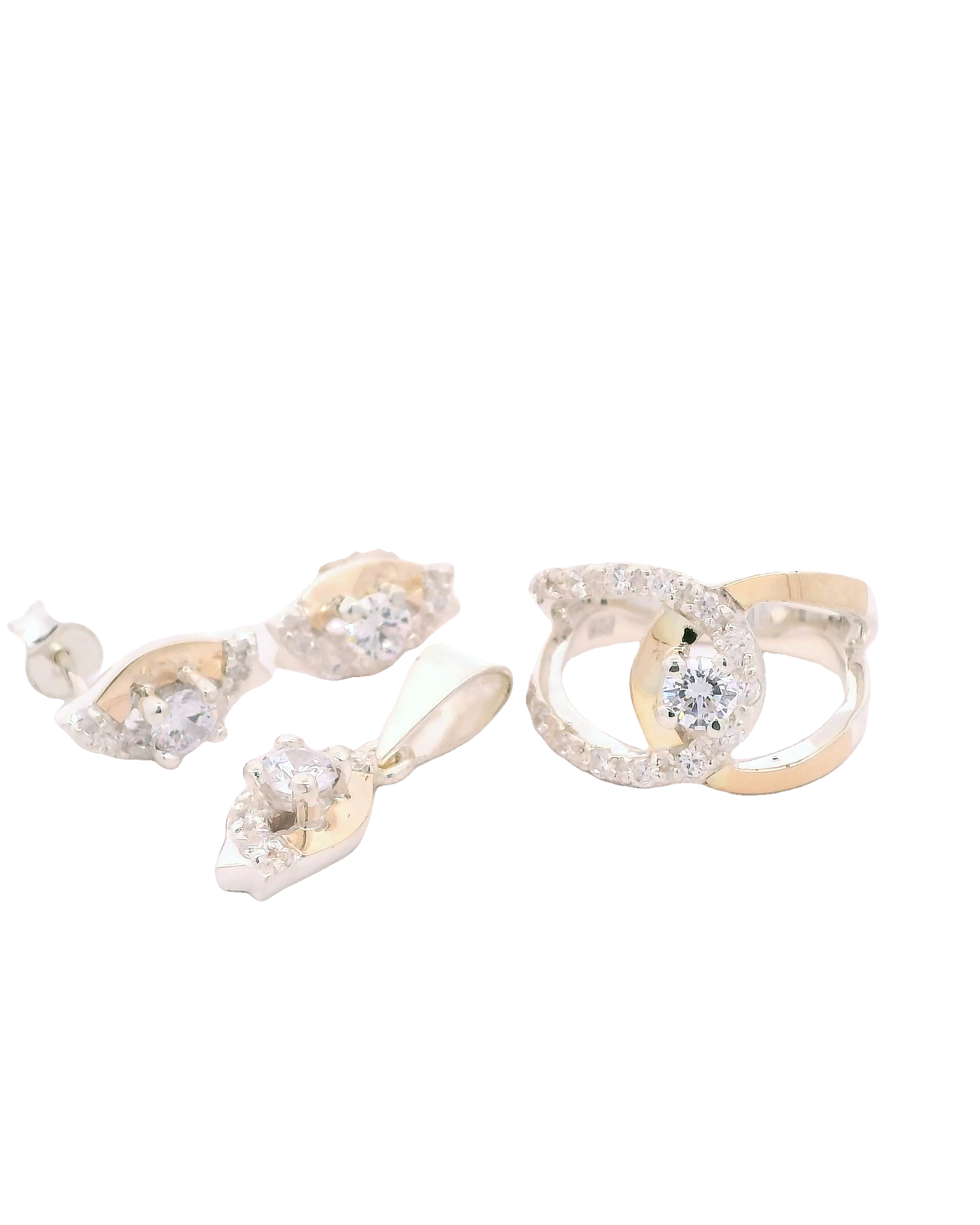 Conjunto de joyería con zircones blancos