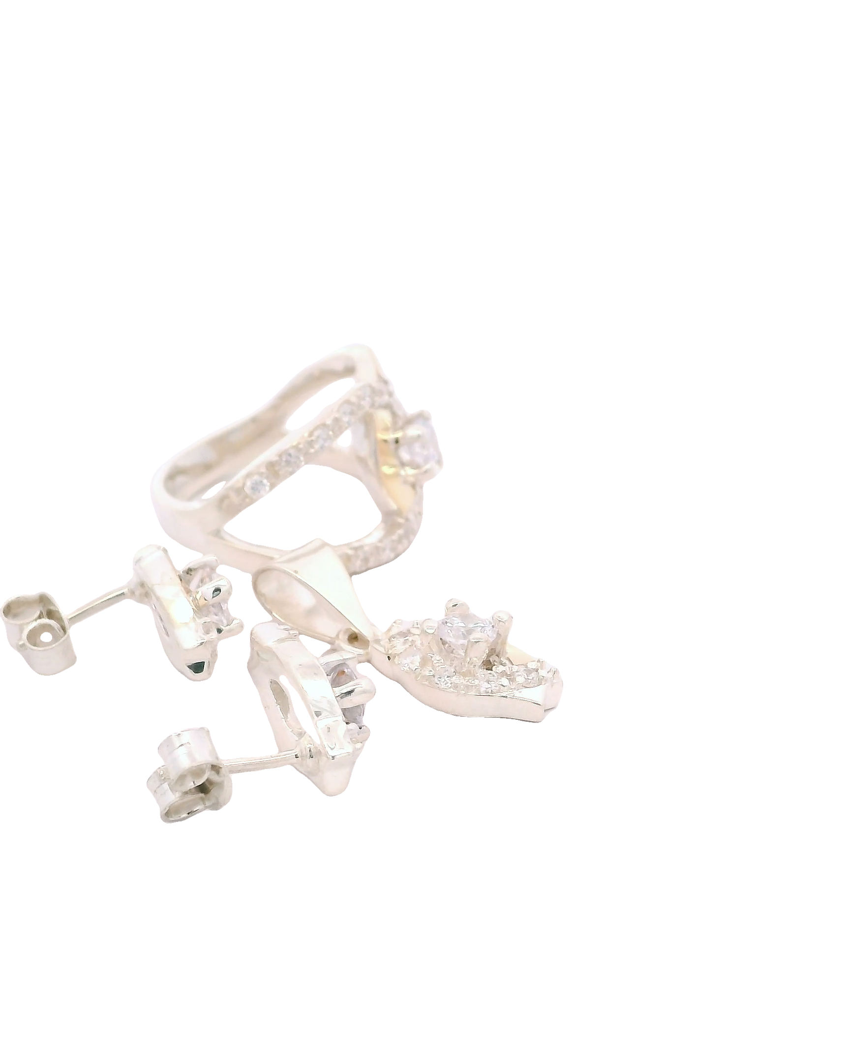 Conjunto de joyería con zircones blancos