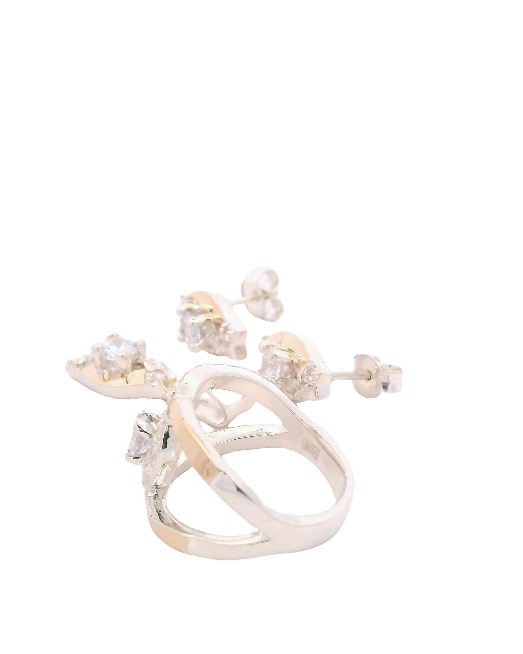 Conjunto de joyería con zircones blancos
